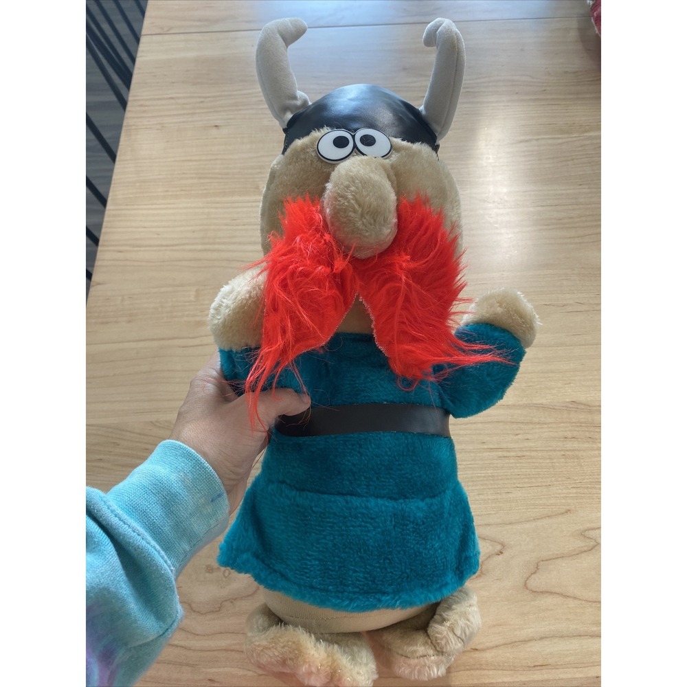 ACE Novelty Co Vintage Viking Red Beard Plush Stuffed Animal Helmet 1985 Korea